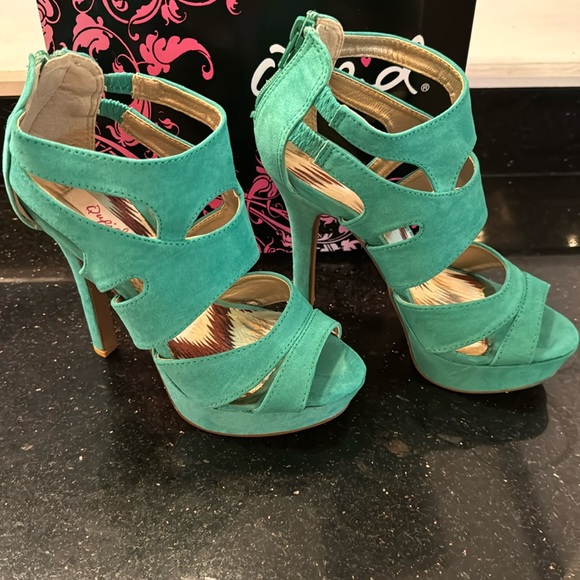 NWT Qupid high teal heels - Picture 1 of 5